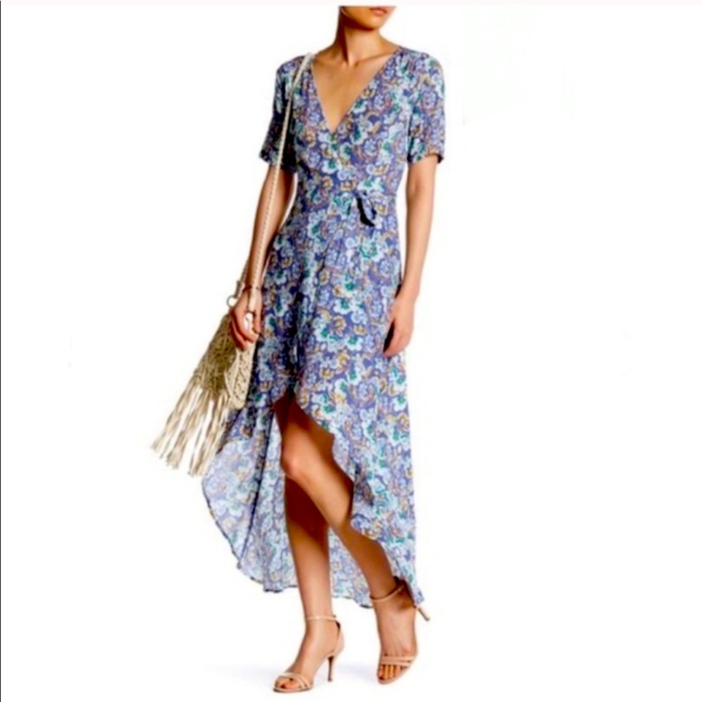 ASTR The Floral High-Low Midi Wrap Dress